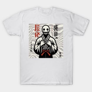 Mysterious Japanese Warrior in Retro Style T-Shirt